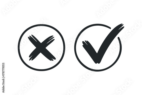 Checkmark and X mark symbols in circles