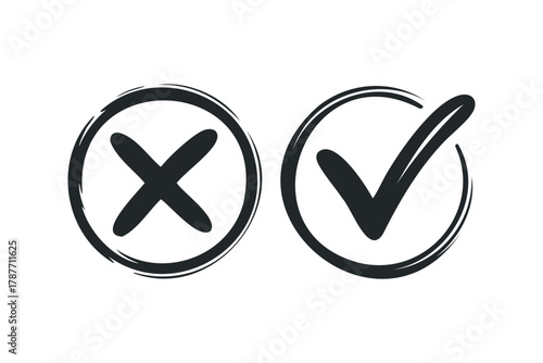 Checkmark and Cross Symbols in Circles