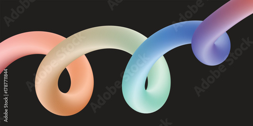 A vibrant and smooth abstract spiral form rendered with a fluid gradient of pastel colors, creating a dynamic visual.