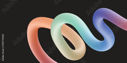 Dynamic abstract 3D wave with a smooth gradient color transition. Perfect for contemporary designs and backgrounds.