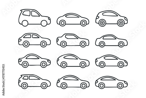 Collection of various car outlines