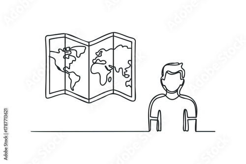 Person with world map