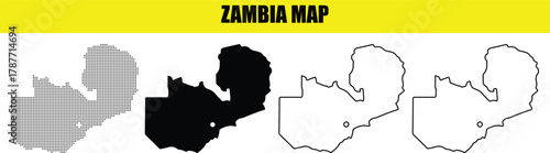 Hand made Zambia map set vector illustration with different outlines perfect for infographic and geographical representation By Adobe Illustrato