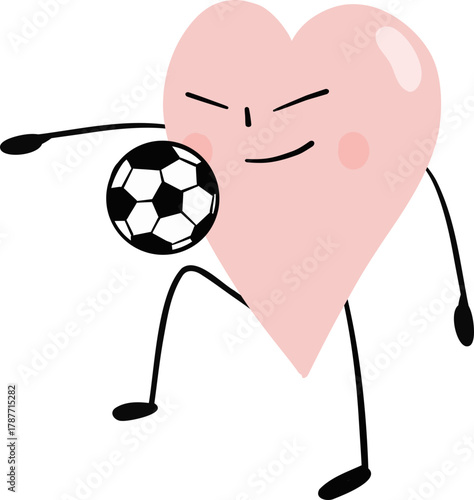 illustration of heart cute cartoon bouncing the football with the knee
