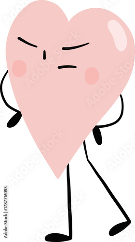 illustration of heart cute cartoon sulking