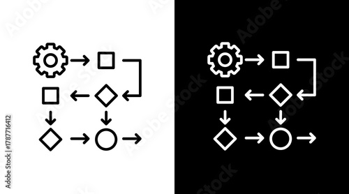 Process Mapping   White Icon Set Design