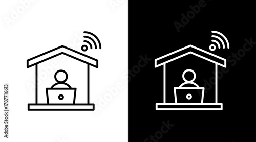 Telecommuting   White Icon Set Design