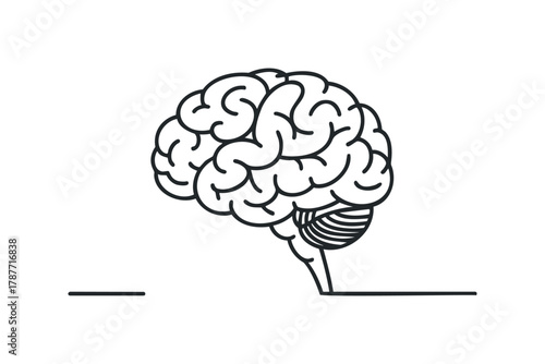 Simple Line Art Brain Icon