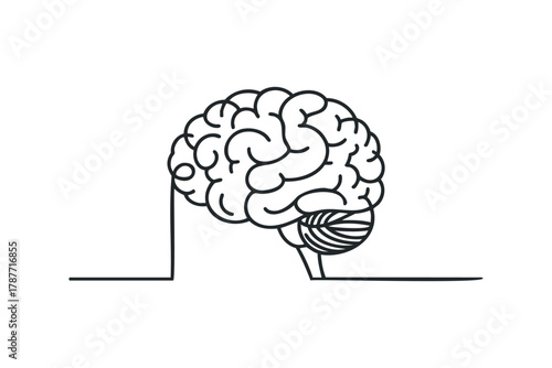 Line drawing of a human brain and cerebellum