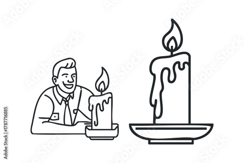 Man with two lit candles