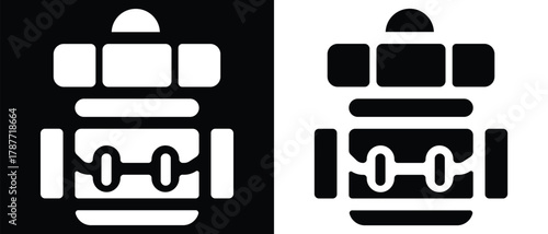 Hiking backpack icon vector. Icon for carrying a backpack adventure travel, camping gear, daypack. Survival and expedition preparedness. Vector illustration.