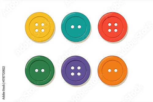 Assortment of colorful round sewing buttons with two and four holes