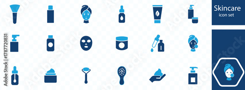 Skin care, Moisture cream, collagen, treatment, dermatology, and more. Editable stroke. Vector illustration