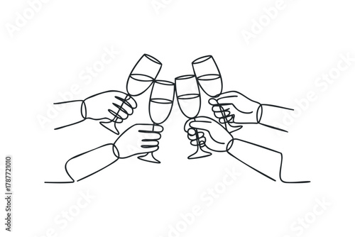 Hands cheering with champagne flutes