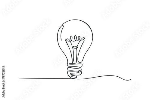 Simple line drawing of a light bulb with filament