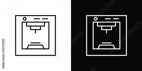 3D printer icon - stroke design. pixel perfect editable line icons