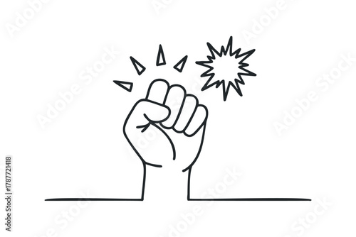 Hand fist punch burst motion graphic icon