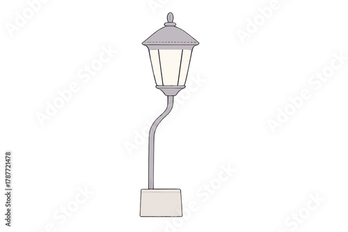 Classic curved post street lamp emitting bright light