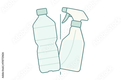 Plastic bottle and spray container for recycling concept