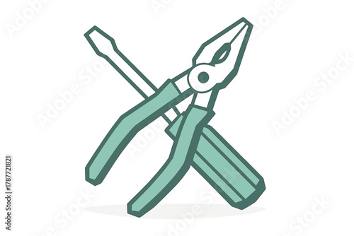 Crossed pliers and flathead screwdriver tools icon graphic