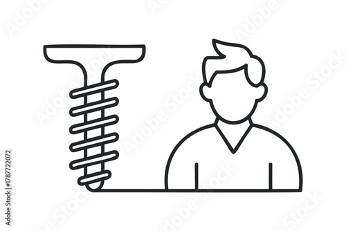 Man figure next to screw fastener outline