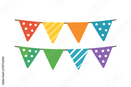 Colorful festive pennant banner string decoration set