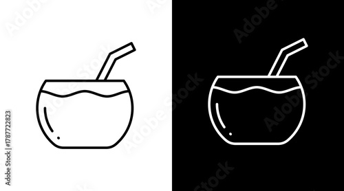 Coconut Water   White Icon Set Design
