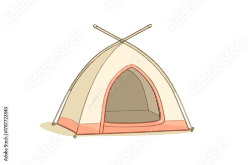 Simple dome camping tent with open entrance flap