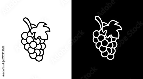 Grapes   White Icon Set Design