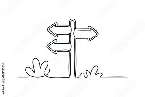 Directional signpost with arrows indicating choices