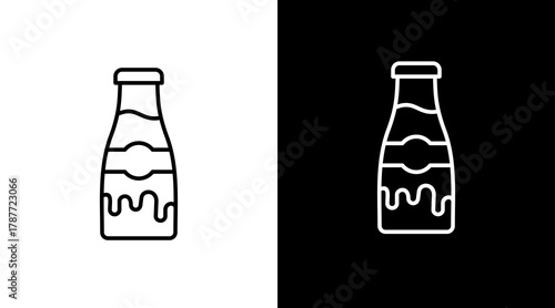 Milk Bottle   White Icon Set Design