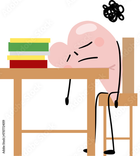 illustration of heart character student burnout