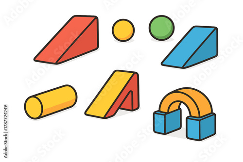 Vibrant geometric shapes collection for early childhood play and education