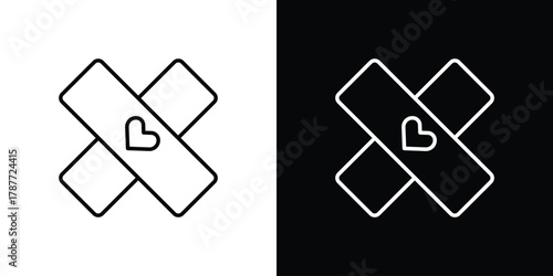 Band aid icon - stroke design. pixel perfect editable line icons