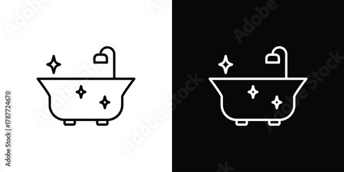 Bathtub cleaning icon - stroke design. pixel perfect editable line icons