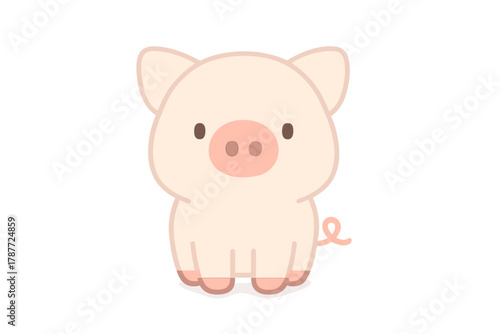 Cute cartoon baby piglet character with simple design and curled tail