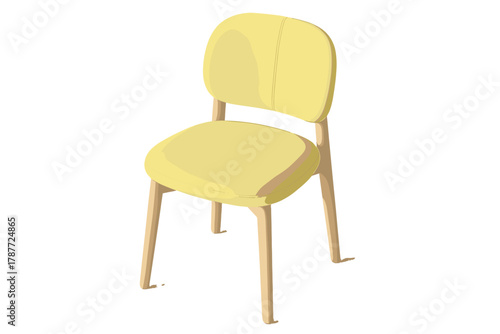 Contemporary dining chair with rounded backrest and light wood legs