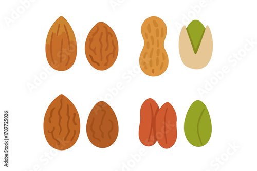 Assortment of whole and shelled almonds peanuts and pistachios