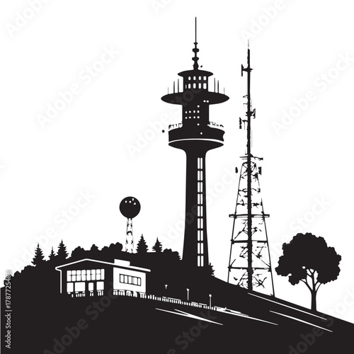 Black tele communications Silhouette Vector, High Quality Illustration on White Background