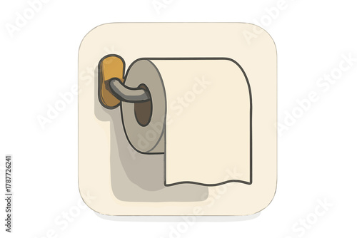 Toilet paper roll on wall mounted holder simple graphic icon