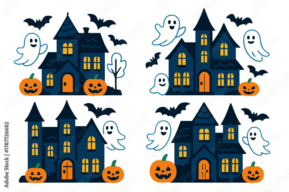 custom made wallpaper toronto digitalSpooky haunted house collection with ghosts bats and jack o lanterns