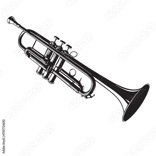 Black trumpet Silhouette Vector, High Quality Illustration on White Background