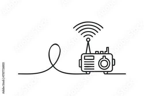 Transmitter with antenna broadcasting signal waves