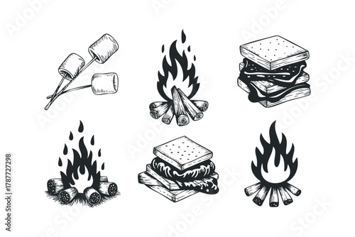 Campfire treats and toasted marshmallows collection