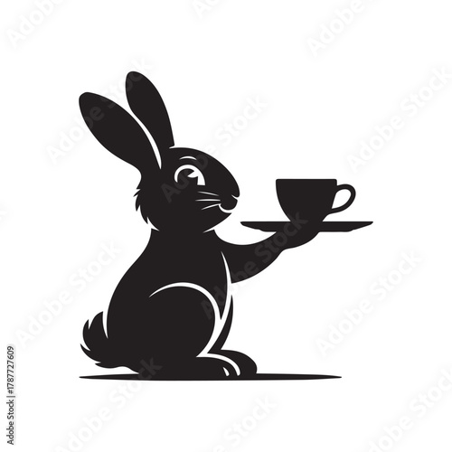 Whimsical Rabbit Waiter Serving Tea Time Elegance in Every Sip