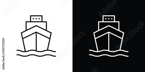 Cargo ship icon - stroke design. pixel perfect editable line icons