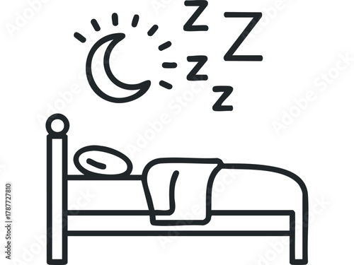 Person sleeping peacefully in bed at night with moon