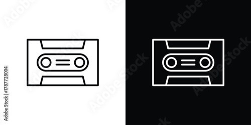 Cassette tape icon - stroke design. pixel perfect editable line icons