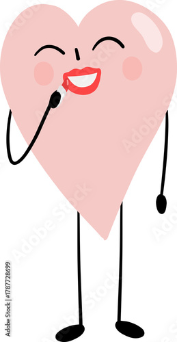 illustration of heart character use lipstick