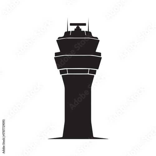 Airport tower icon silhouette vector flat illustration design on white background